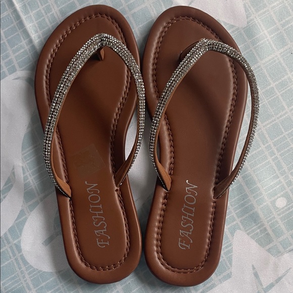 Shoes - Brown Rhinestone Sandals